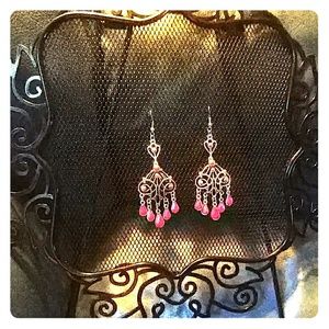 Hot pink dangle earrings